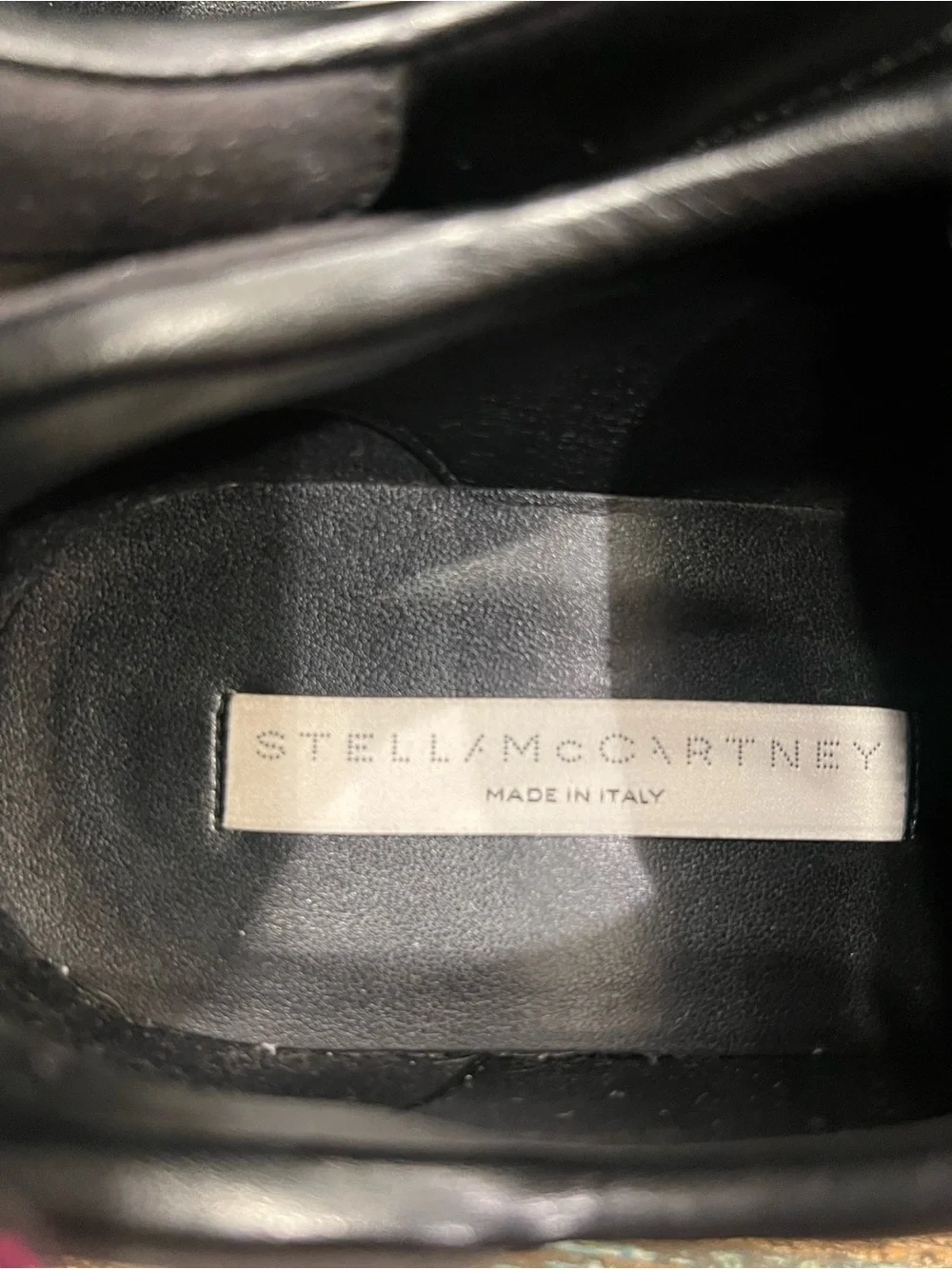 Stella McCartney Black Platform Lace-Up Sneakers with Multicolor Star Accents